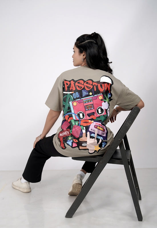 HipHop Fraze Graffiti Printed Oversize Tee