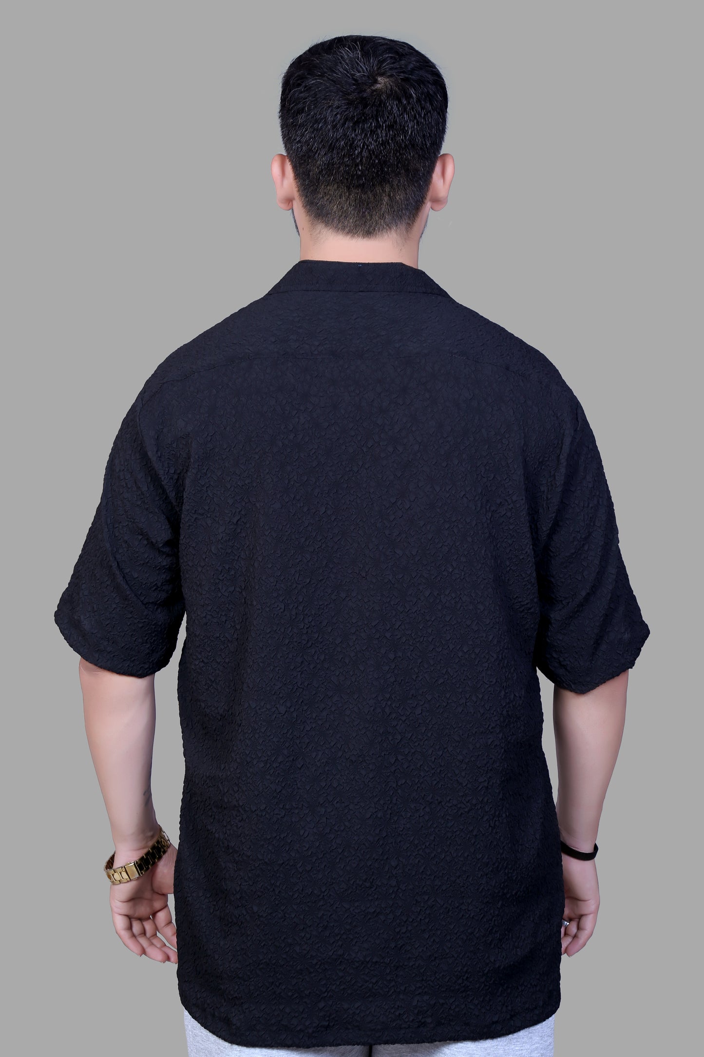 FeatherLite Oversized Cotton Shirt – No Iron, Premium Fit (Black)