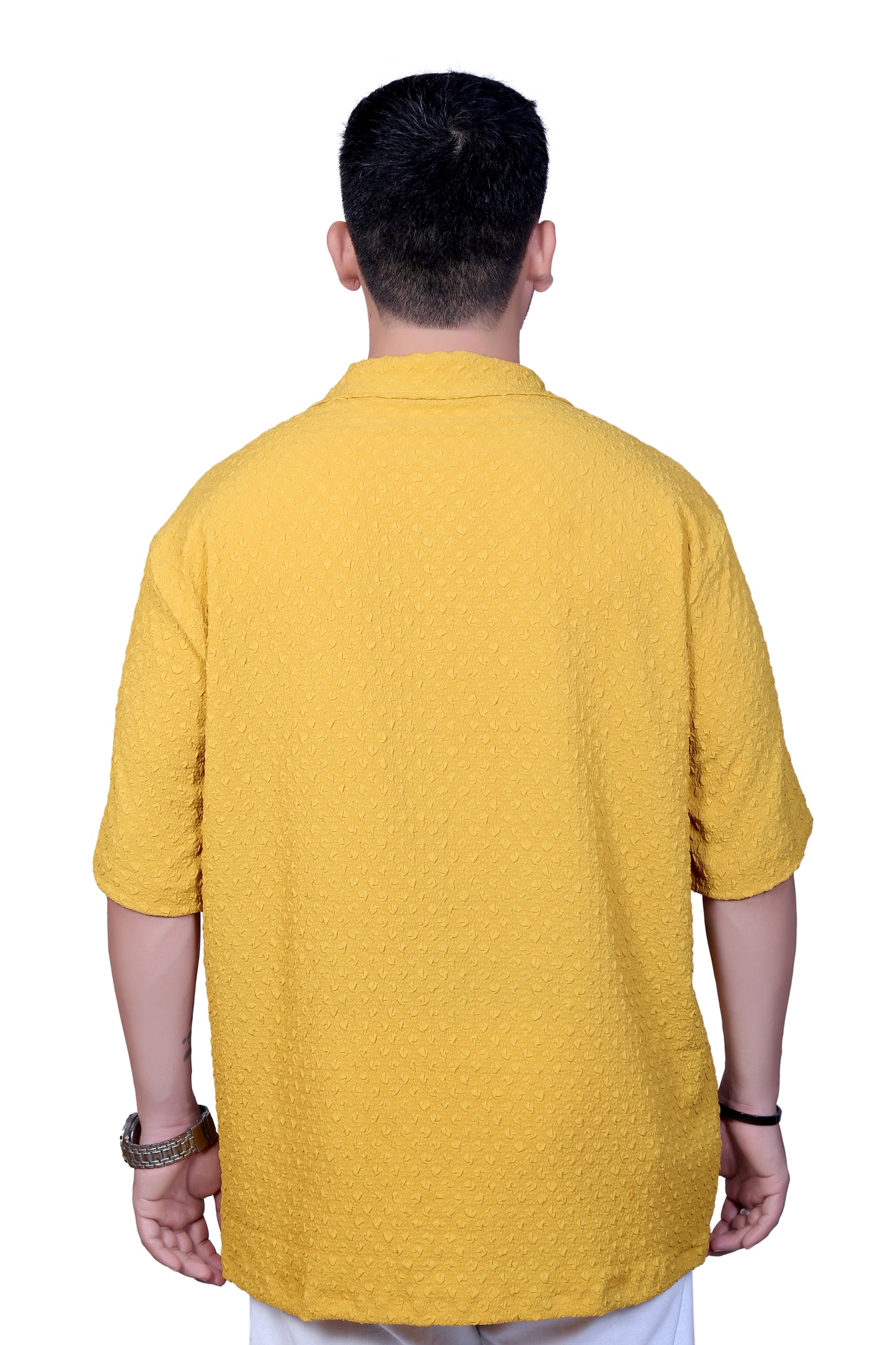 FeatherLite Oversized Cotton Shirt – No Iron, Premium Fit (Mustard)