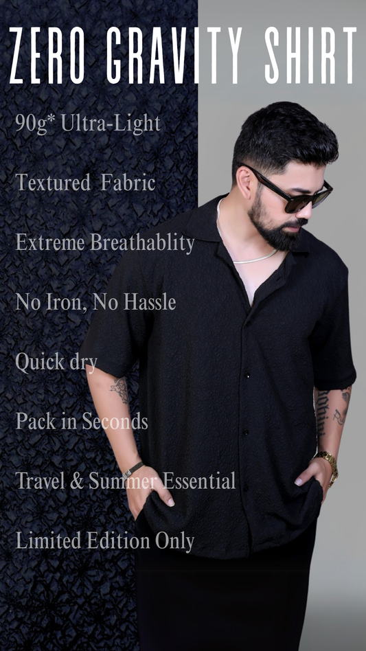 FeatherLite Oversized Cotton Shirt – No Iron, Premium Fit (Black)